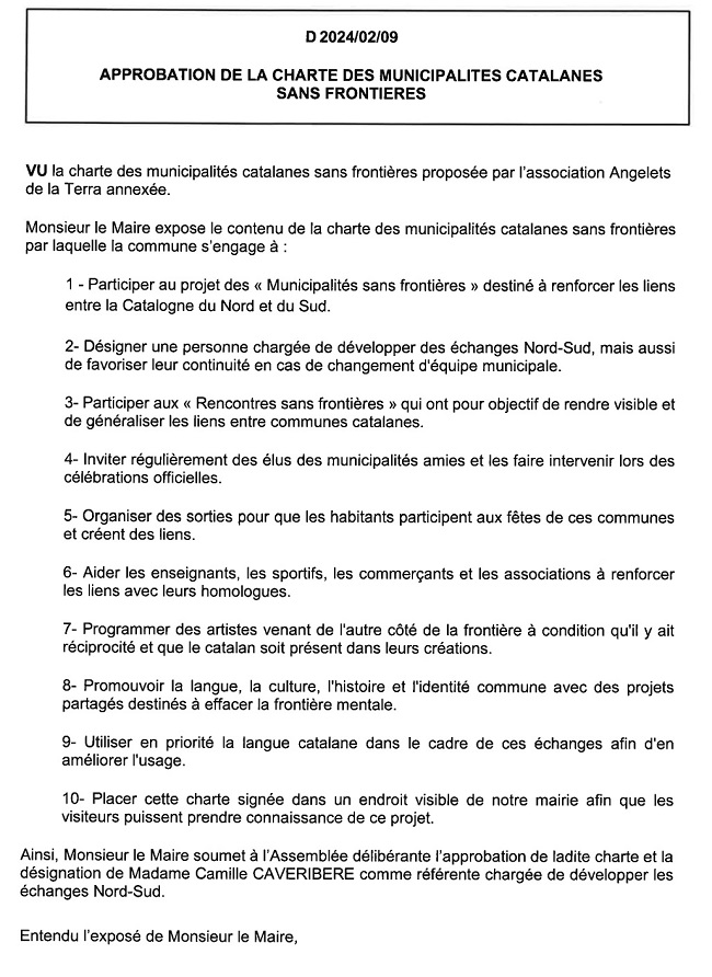 Clairà aprova per unanimitat la carta dels municipis catalans sense fronteres