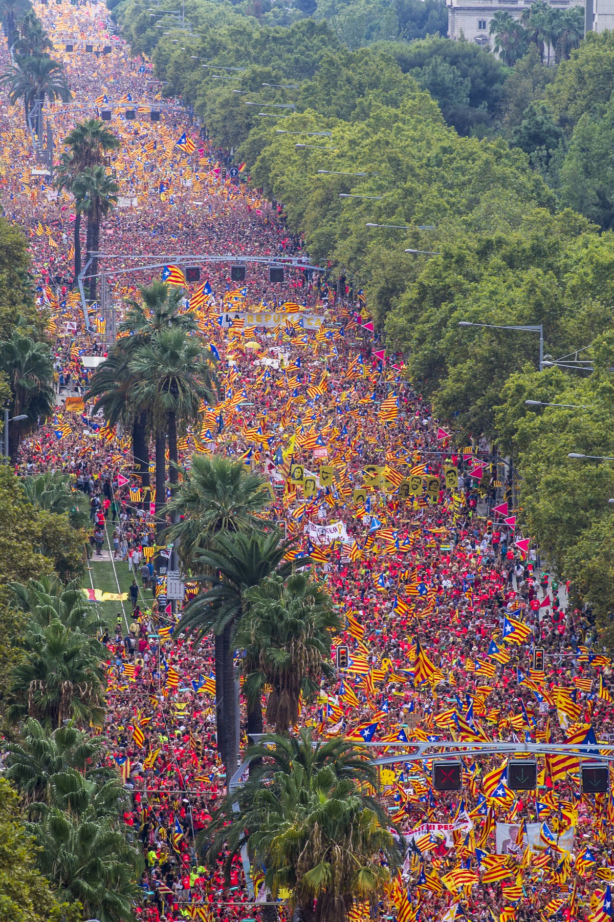 217/ Barcelona 11-09-2018 (ICONNA) Primera Diada any després del referendum. El clam per la República i la llibertat desborda la Diagonal. Un milió de persones vingudes d'arreu del país omplen un any més Barcelona en una nova demostració de força de l’independentisme.
