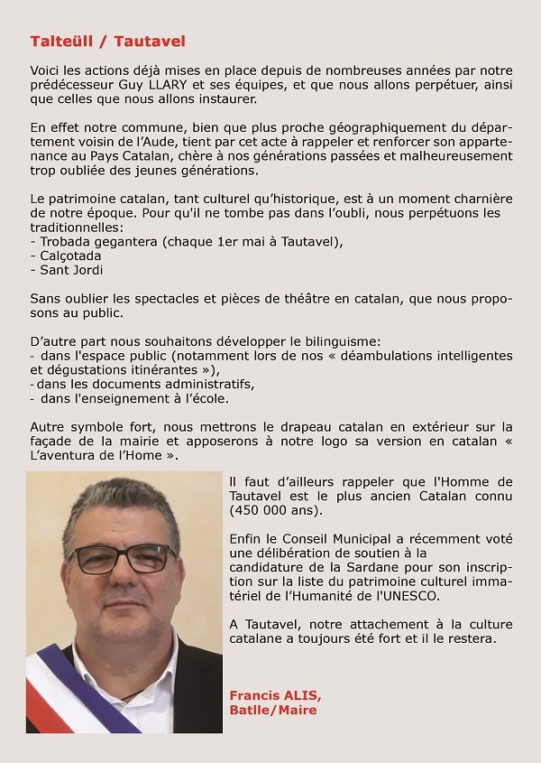 L'ajuntament de Talteüll participa al Llibre Blanc de Catalunya Nord