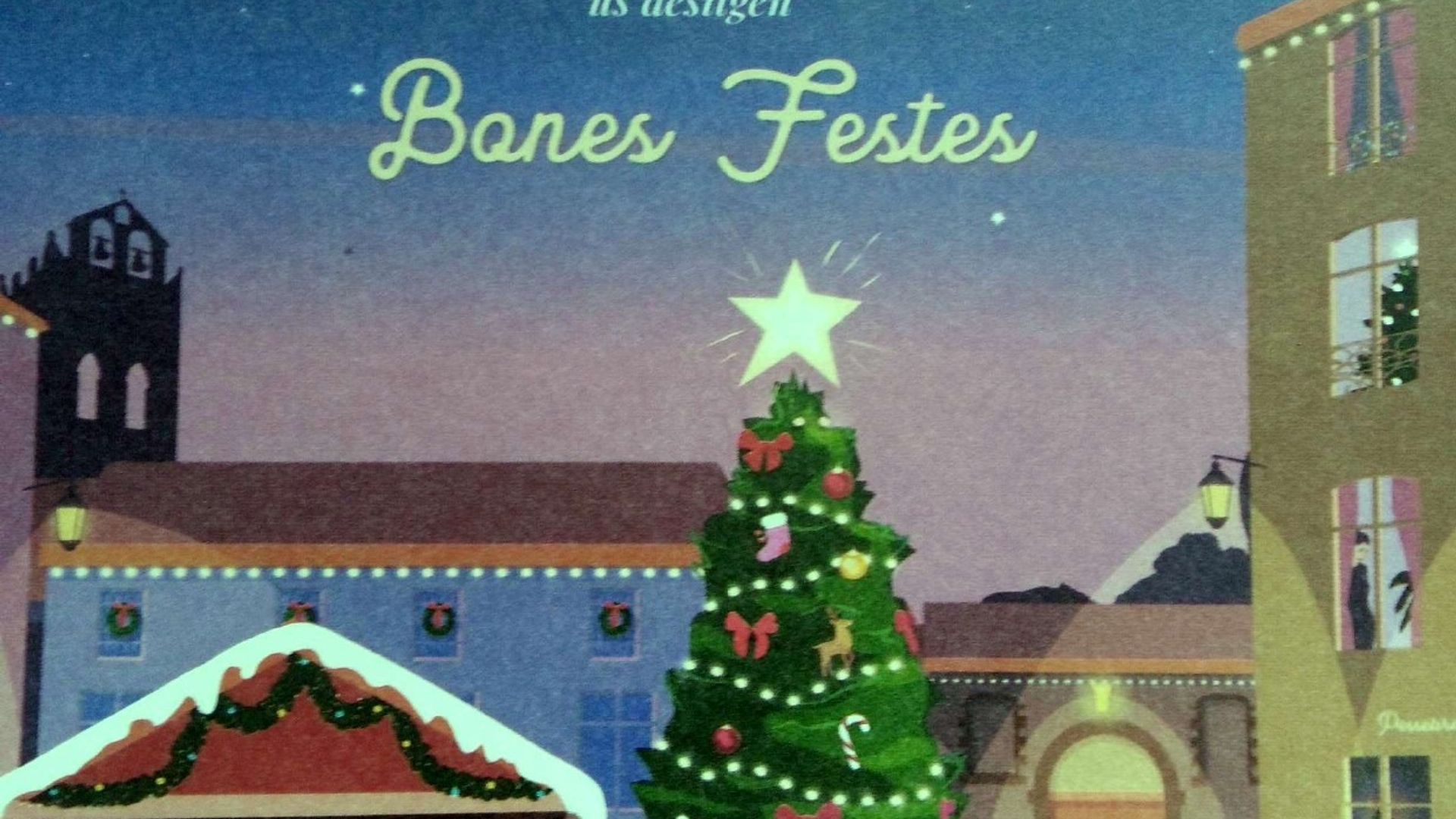 Targeta de felicitació en català de l'ajuntament de Sant Cebrià de Rosselló