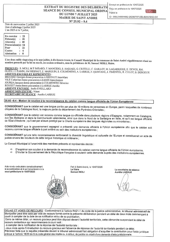 Sant Andreu aprova per unanimitat la moció a favor del català a Europa