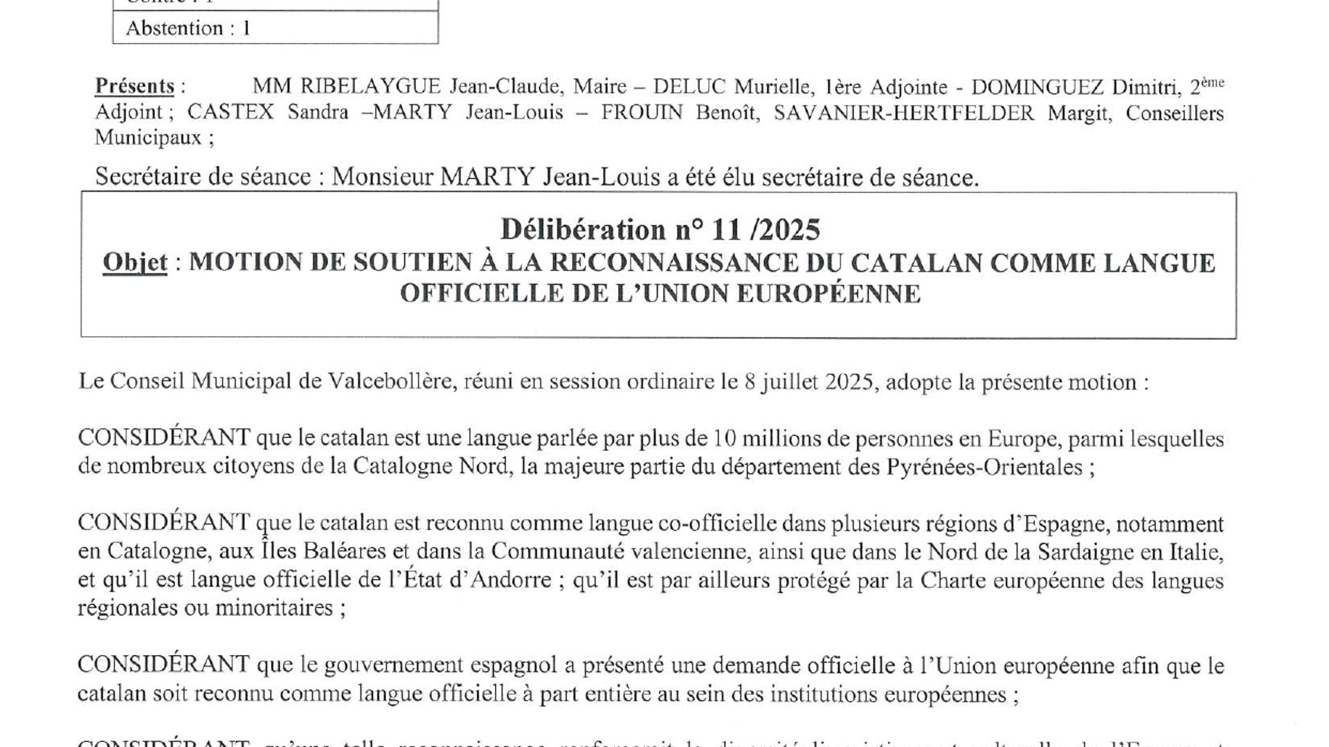 Vallcebollera aprova la moció dels Angelets de la Terra a favor del català a Europa