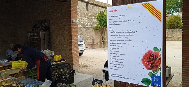 Angelets de la Terra al mercat de Clairà per la Sant Jordi