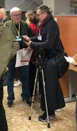 Entrevista de Vincent Poch, regidor de Sant Nazari de Rosselló, durant la trobada dels municipis sense fronteres