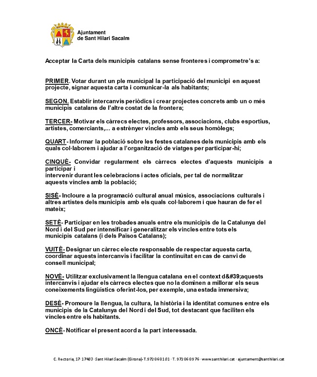 L'ajuntament de Sant Hilari Sacalm (La Selva) vol fomentar lligams amb municipis de Catalunya Nord