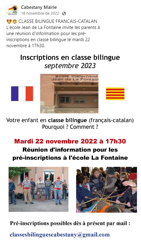 L'ajuntament de Cabestany promou l'educació bilingüe