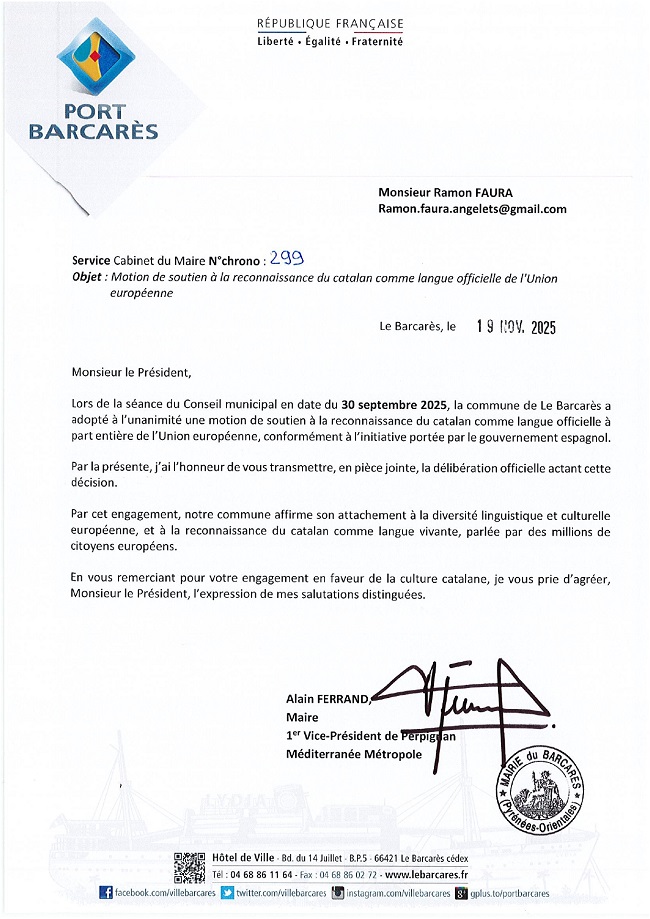 El Barcarès vota per unanimitat el català oficial a la UE